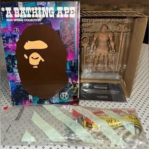 Accessories! Off-white belt/Virgil Abloh x Mattel/Bape magazine.